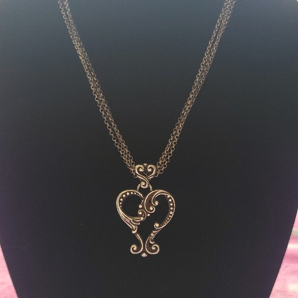Brighton Gold Heart Scrollwork Necklace